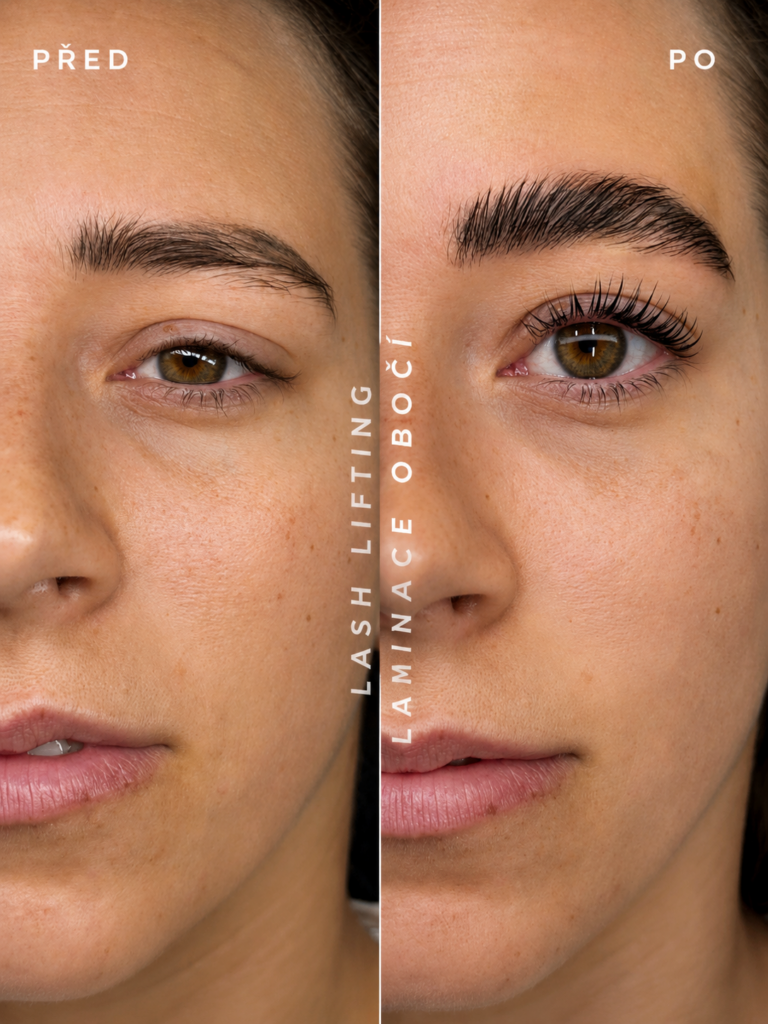 Lash lifting před a po - přirozeně natočené a zvýrazněné řasy | Hey Beauty Liberec