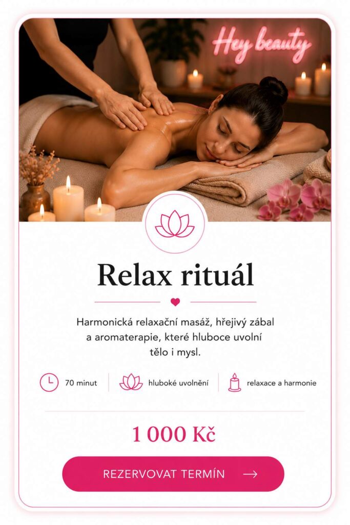 Relaxační masáž zad v salonu Hey Beauty Liberec - uvolnění svalů a hluboká relaxace